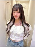 暗めカラーにピンクエクステ10本♪