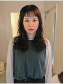 ロングパーマ/デジタルパーマ/前髪あり/トーンダウン/地毛風