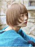 大人可愛い20代30代40代黒髪前下がりひし形小顔ボブ