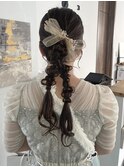 岡山ヘアセット　編みおろしツイン