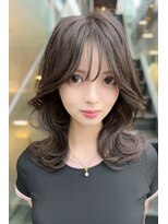 リークフー(Ree cu fuu)&nbsp;韓国風くびれレイヤーカットハッシュカットグレージュ