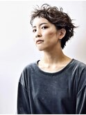 30代40代ショートスパイラルパーマハイライト