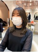 斜めバングデザインカラーグレージュ【韓国ヘア/顔まわり】
