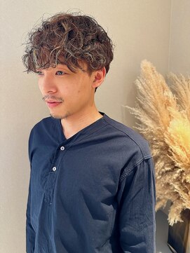 ノラギンザユー(NORA GINZA/U) メンズハイライト外国人風パーマウルフパーマメンズヘアくせ毛風