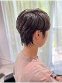 白髪ぼかしアッシュブラックミントアッシュ×小顔ショートボブ