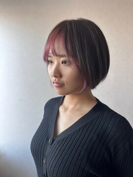 コジック ヘアアンドアイ(Cogic hair & eye) くすみピンクフェイスフレーミングショートボブ*透け感バング
