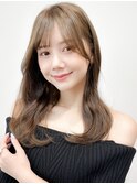 くびれヘアアプリコットオレンジ夏ヘアハイライトカラー