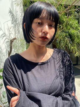 ノラギンザユー(NORA GINZA/U) ミニボブ顔まわりカット顔まわりレイヤーブルーブラック