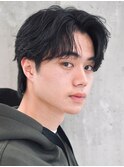 メンズセンターパート七三分けパートニュアンスパーマ刈り上げ