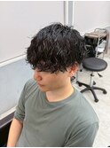 ミニウルフチェリーブラウンホワイトグレージュフェザーパーマ