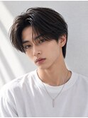 センターパートニュアンスパーマ曲がる縮毛矯正メンズショート