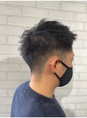 センターパート/サイドパート/メンズ/アッシュブラック/透明感