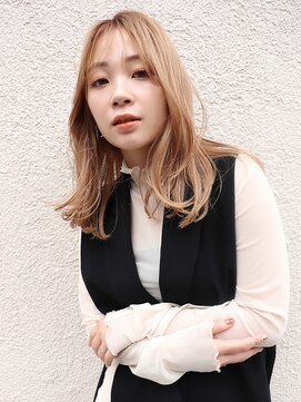 スリール バイ ミリー 江坂(Sourire by milly) 【Sourire 江坂】ハイトーンテラコッタベージュ×くびれヘア