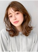 デザインカラー レイヤーカット ウェットヘア オリーブベージュ*
