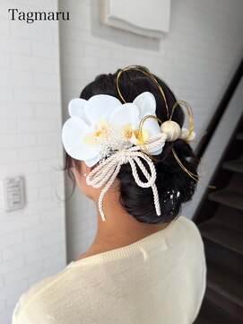 タグマル 上品シニヨン☆水引アレンジ