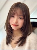 ミニウルフ髪質改善縮毛矯正酸熱ストレートレイヤーボブ/渋谷