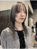 グレージュブリーチデザインカラーウルフカット姫カット/中西