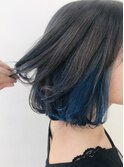 【Zina　渋谷】おしゃボブ×インナーカラー〈青〉