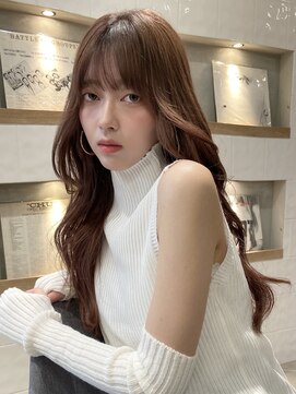 アリュウル 表参道(ALLURE) 流れる顔まわりカット くびれロング ブリーチなしベージュカラー