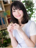 シースルーバング黒髪レイヤーミディアムc5北浦和20代30代40代