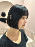 タッセルボブ/韓国ボブ/切りっぱなしボブ/ブルーブラック