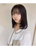 ウルフカットくびれヘアアプリコットオレンジハイライトカラー