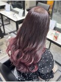 ダブルカラーグレージュバレイヤージュハイライトケアブリーチ