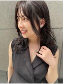 アッシュダークカラー×ウェーブミディアム