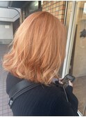 ペールオレンジ×大人っぽロブ