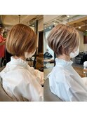 30代、40代/丸みくびれショートボブ×白髪染めハイライト/大宮