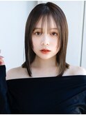 ぱっつん前髪シンプルストレート薄めバングデザインカラーデジパ