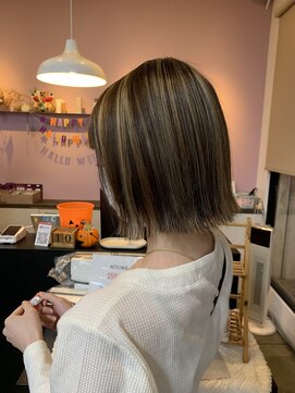 アヴァンス 北花田店(AVANCE) 【#ボブハイライト】×サンドベージュ×筋感カラー