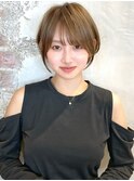 みね似合わせショートボブ30代40代50代前下がり小顔新宿丸顔面長