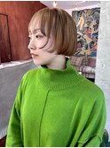 マロンベージュ/ブリーチ/ミニボブ/小顔/オリーブグレー/柏駅