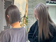 赤み黄みを抑えた透明感グレージュ[ダブルカラー/トリプルカラー/ハイトーン/ブリーチ/渋谷/代官山/恵比寿]