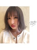 新潟×ハイトーングレージュ×切りっぱなしボブ×透明感カラー