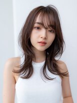 20代30代大人可愛い斜めバング/レイヤーカットグレージュカラー