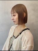 切りっぱなしボブ/マロンベージュ/前髪/原宿神宮前