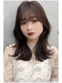 美髪カールシアーカラーピンクブラウンエアリーロングセミディ