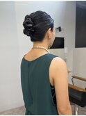 ヘアセットアップ金箔結婚式ドレスヘア