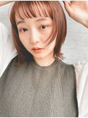 切りっぱなしボブエアリーロング美髪ピンクブラウン