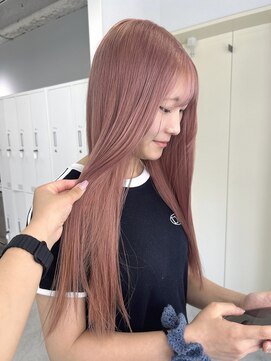 ジゼル 梅田(GiseL) ロングヘアピンクベージュペールピンクピンクカラー髪質改善
