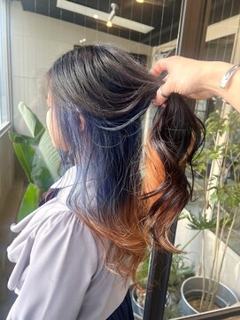 ドミ(DOMI) インナーカラー　オレンジ×ブルー