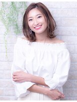 ヘアーアートシフォン 池袋西口店(Hair art chiffon)&nbsp;小顔ボブかき上げショコラベージュミニウルフウルフパーマ濡れ髪
