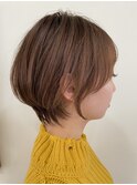 20代30代大人可愛い小顔ボブ前下がりショートハイライト