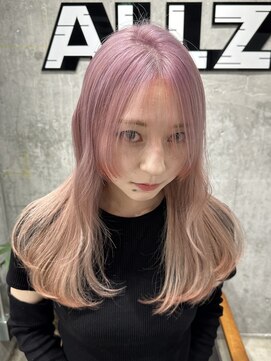オルズ 渋谷(ALLZ) ハイトーンホワイトピンクダブルカラーケアブリーチケアカラー