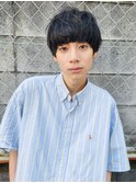 黒髪スマートマッシュパーマ／ワンカールパーマ／メンズパーマ
