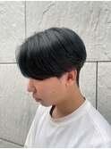 スペインカールスパイキーショートブルーブラックフェザーパーマ