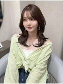 ブリーチありオリーブブラウン☆韓国風ミディアムレイヤー(岡崎)
