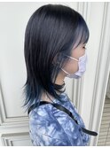 インナーカラー/アクセサリーカラー/ネイビーブルー/透明感